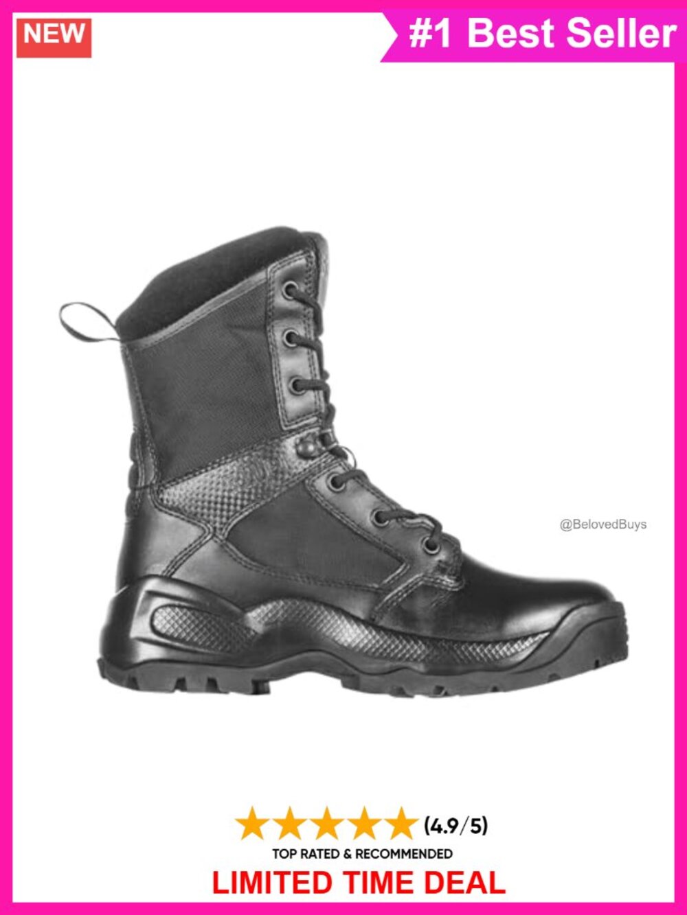 Tactical Work Boots Womens 8-Inch Side Zip Leather Nylon